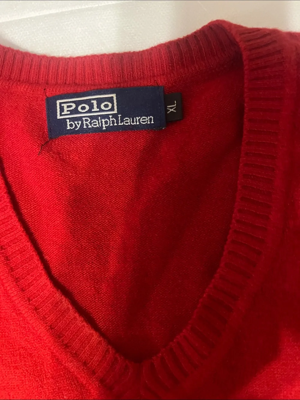Polo by Ralph Lauren Bright Red V-Neck Sweater with Pony logo slim fit